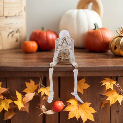 1/2Pcs Halloween Statues See Speak Hear No Evil Skeleton Figurines Resin Realistic Skull Decorations for Halloween Party Decor