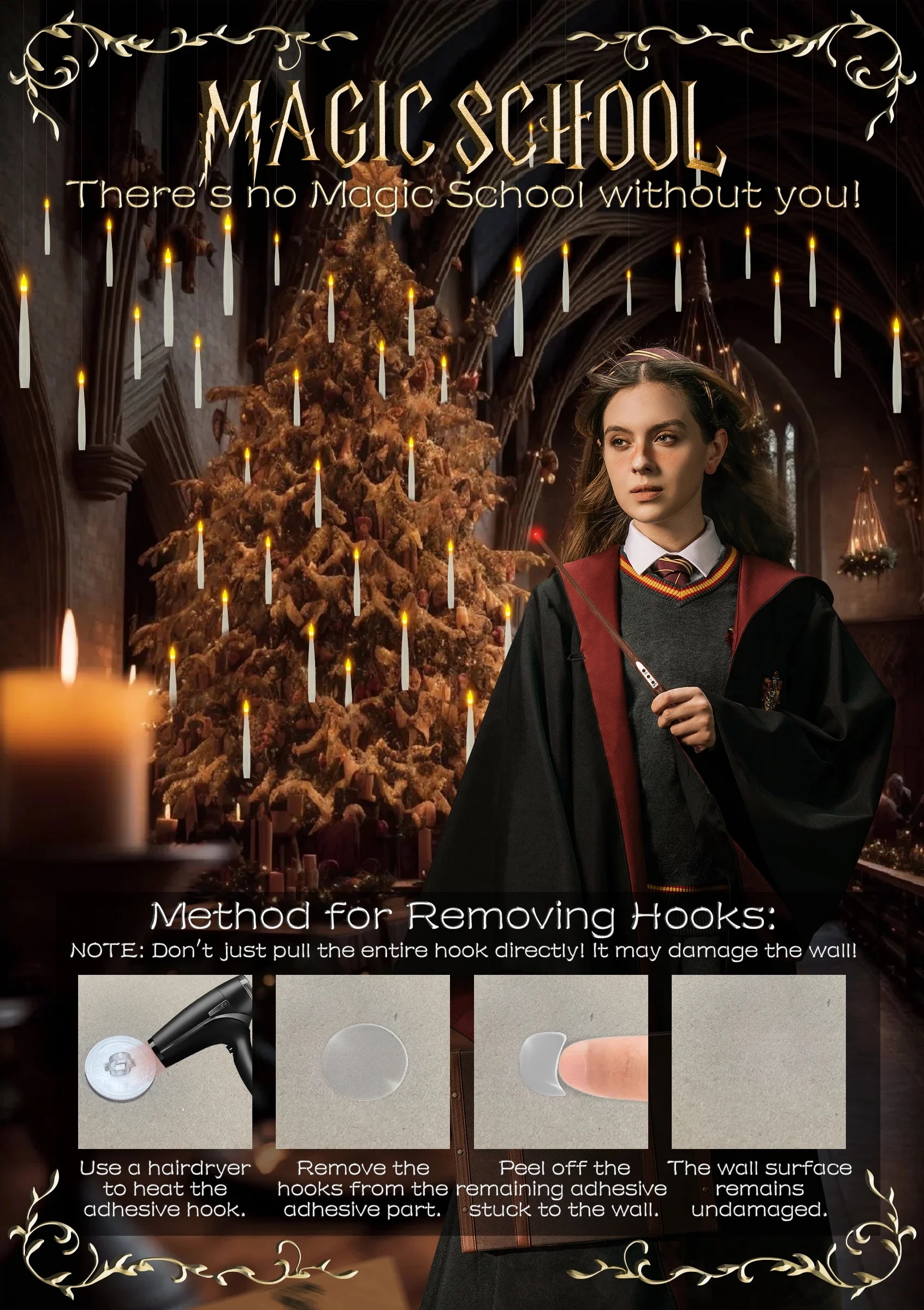 Floating Candles with Wand 20PCS Harry Potter Magic Hanging Candles Warm Light Battery Operated for Valentine'S Day Gift Party Decor