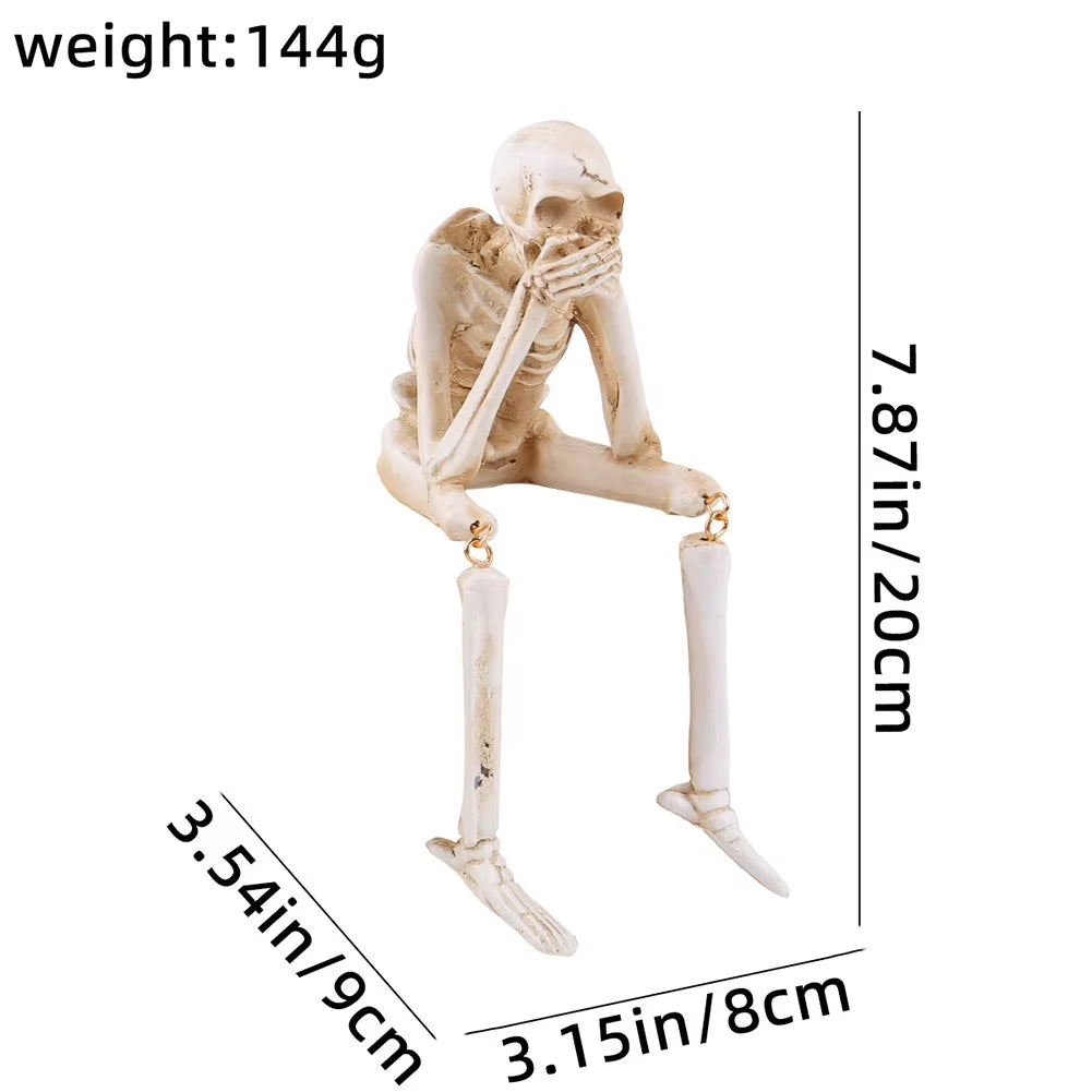 1/2Pcs Halloween Statues See Speak Hear No Evil Skeleton Figurines Resin Realistic Skull Decorations for Halloween Party Decor