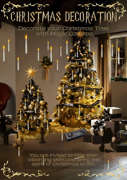 Floating Candles with Wand 20PCS Harry Potter Magic Hanging Candles Warm Light Battery Operated for Valentine'S Day Gift Party Decor